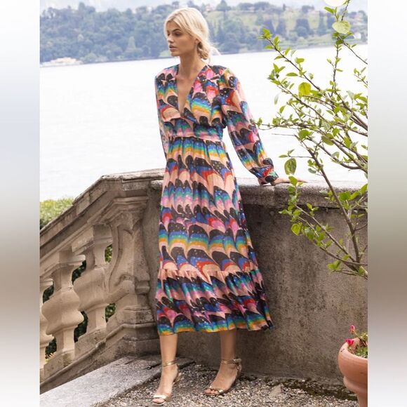 NEW Oliphant Tie Back Maxi Dress Venice Blue Large - Picture 4 of 14